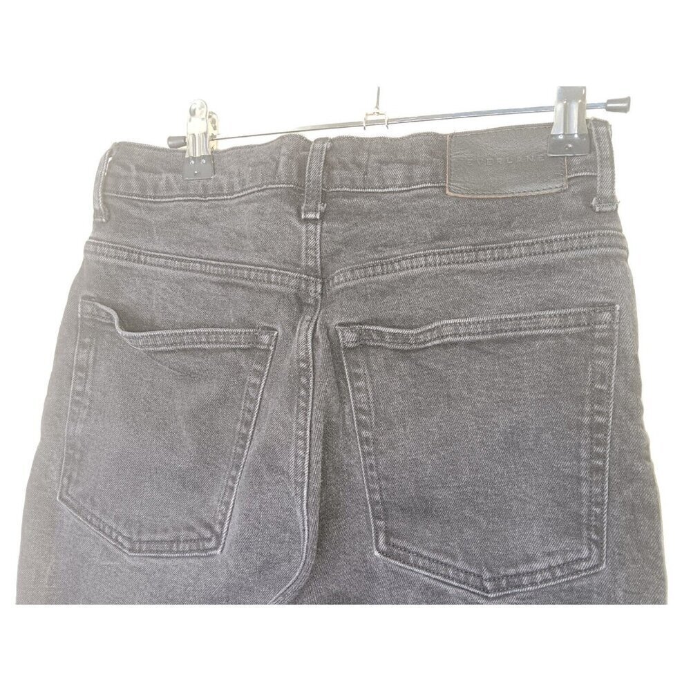 Everlane The Way High Jean Organic Cotton Sz 25 Cropped Black Denim Straight Leg - Picture 8 of 10